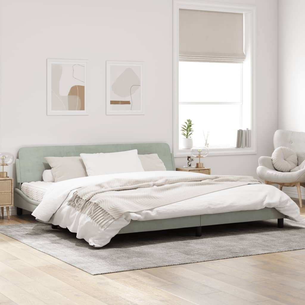 Bed Frame "Dover" Light Gray 76"x79.9" Velvet