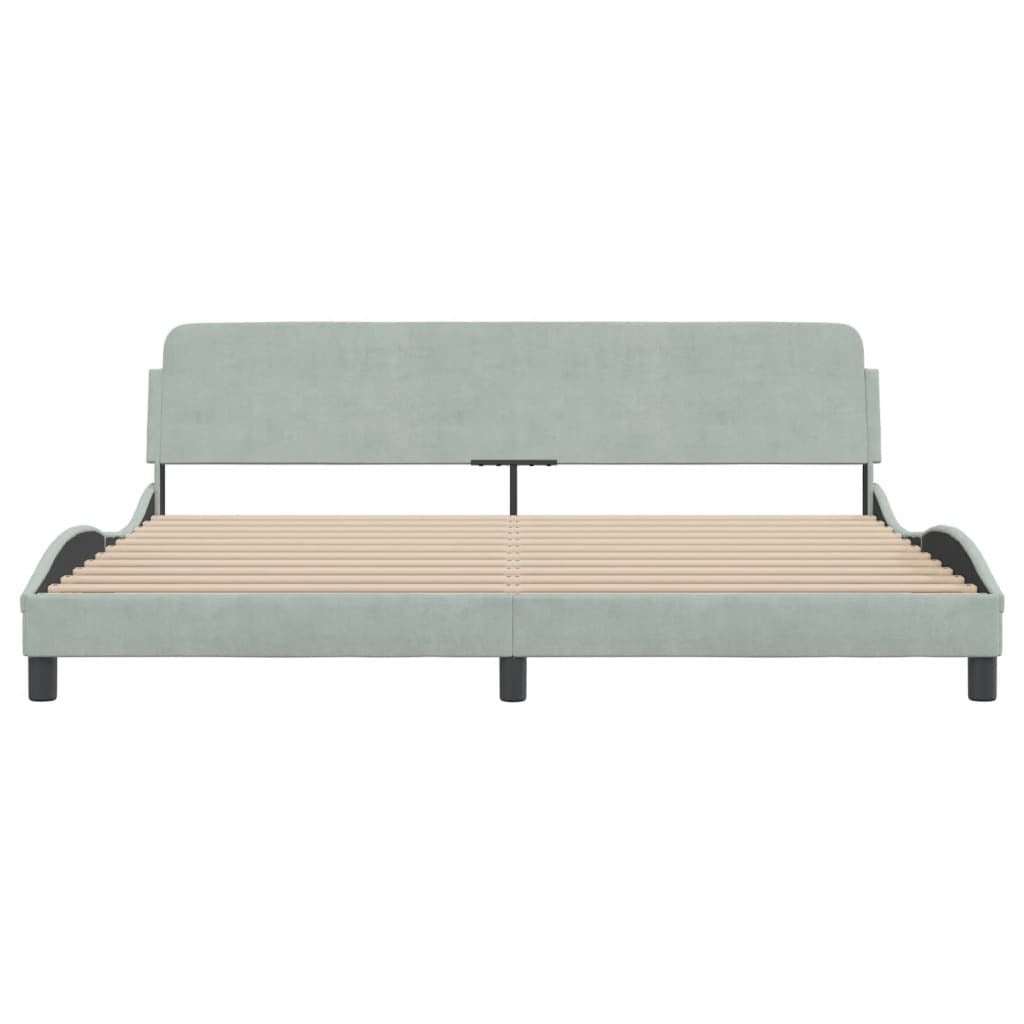 Bed Frame "Dover" Light Gray 76"x79.9" Velvet