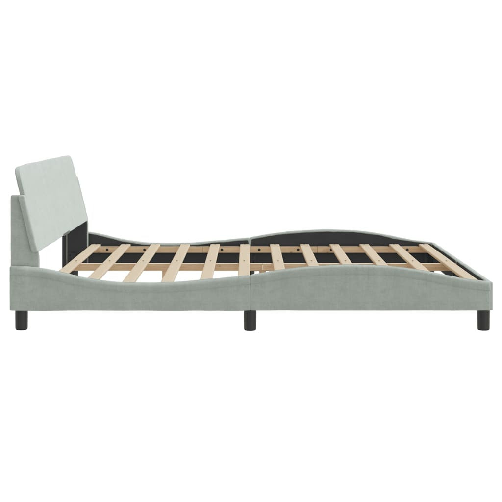 Bed Frame "Dover" Light Gray 76"x79.9" Velvet