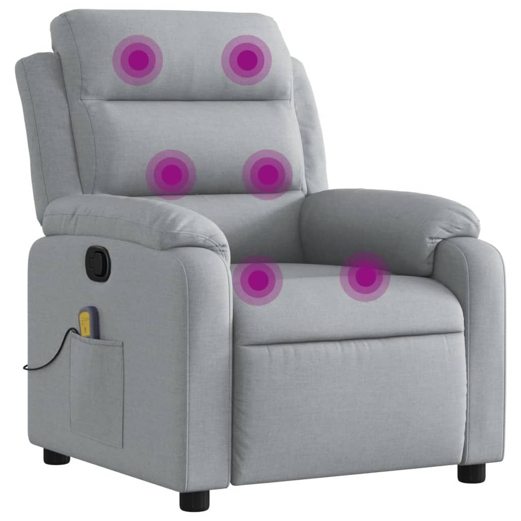 Massage Recliner Chair Light Gray Fabric