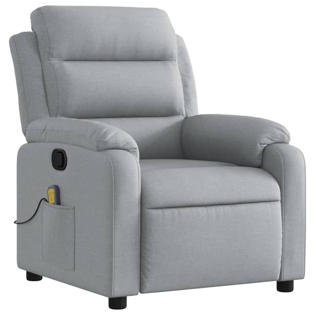 Massage Recliner Chair Light Gray Fabric