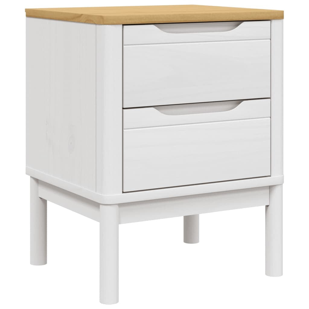 Bedside Cabinet FLORO White 17.7"x15.4"x22.4" Solid Wood Pine