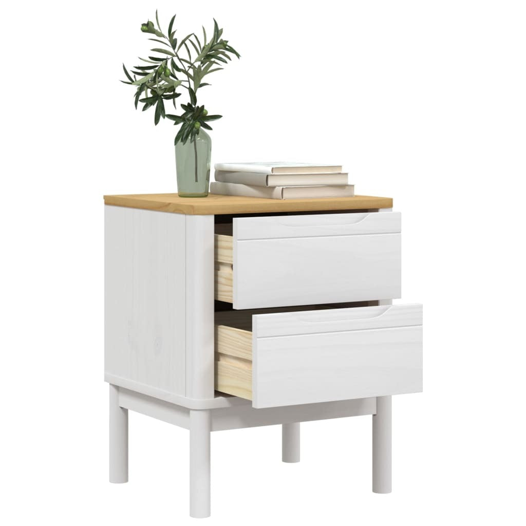 Bedside Cabinet FLORO White 17.7"x15.4"x22.4" Solid Wood Pine