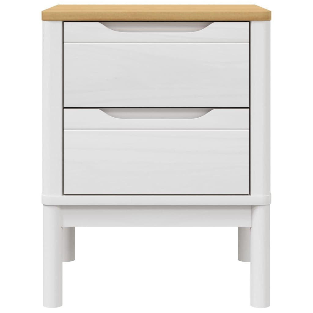 Bedside Cabinet FLORO White 17.7"x15.4"x22.4" Solid Wood Pine