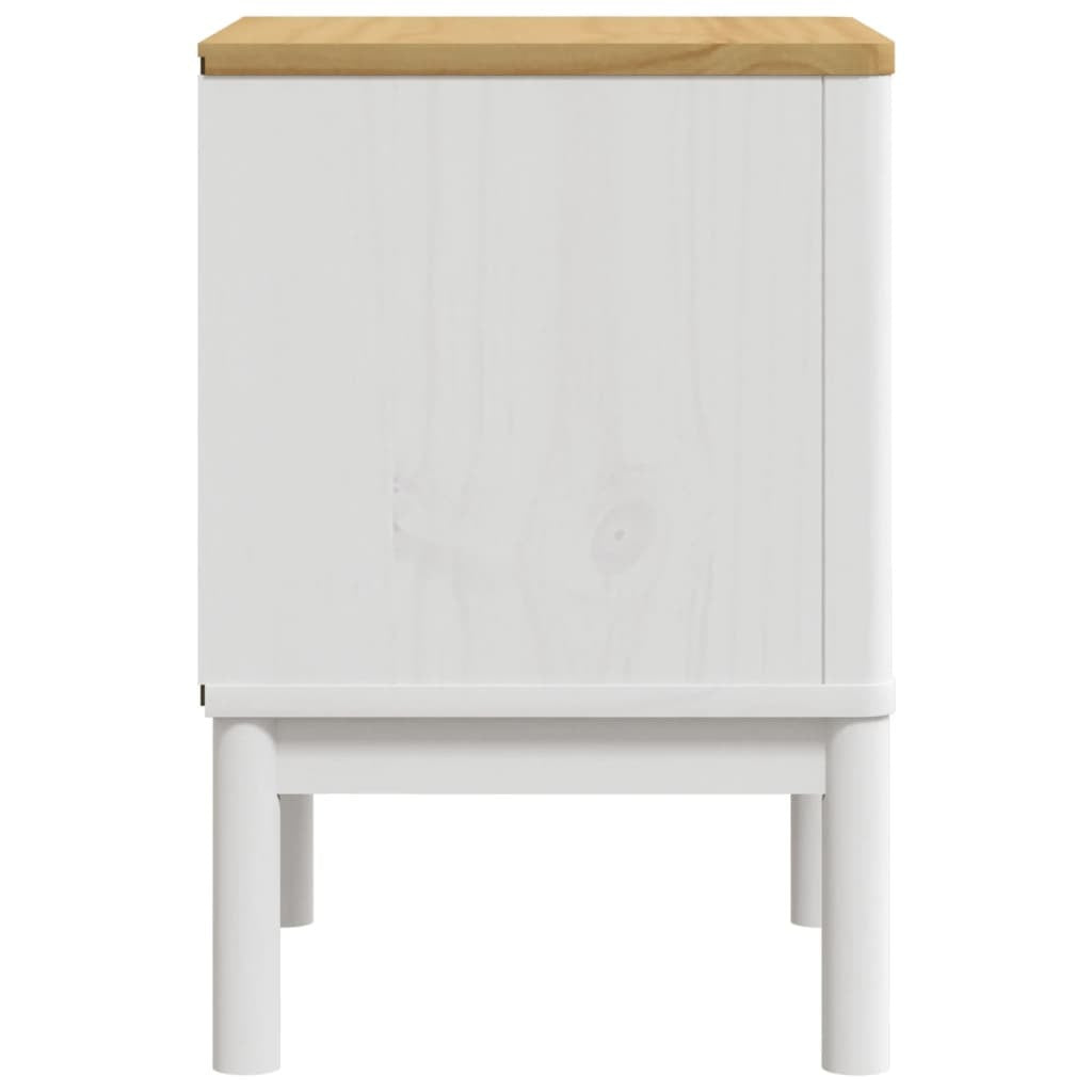 Bedside Cabinet FLORO White 17.7"x15.4"x22.4" Solid Wood Pine
