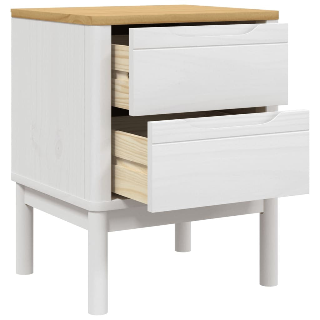 Bedside Cabinet FLORO White 17.7"x15.4"x22.4" Solid Wood Pine