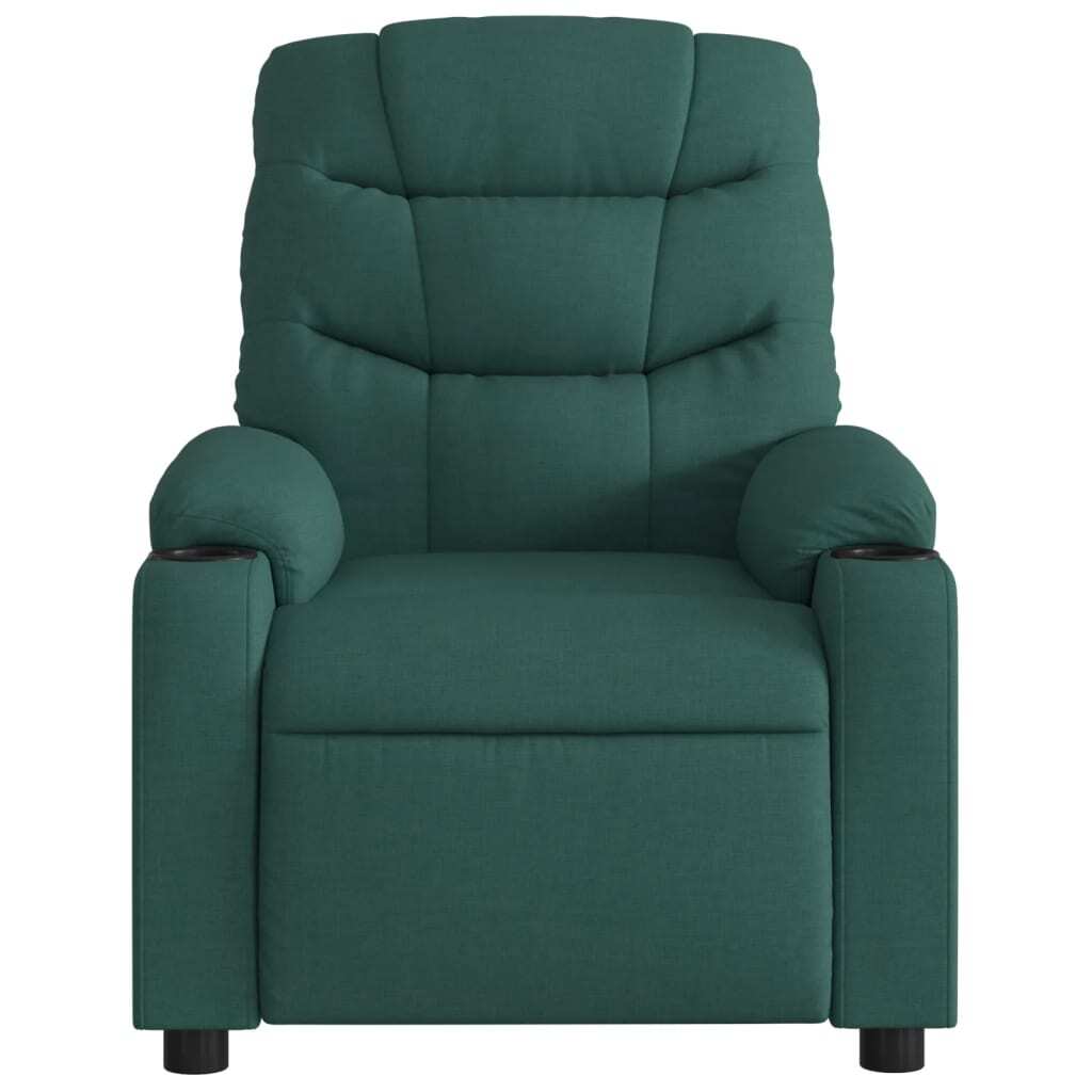 Massage Recliner Chair Dark Green Fabric
