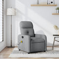 Massage Recliner Chair Light Gray Fabric