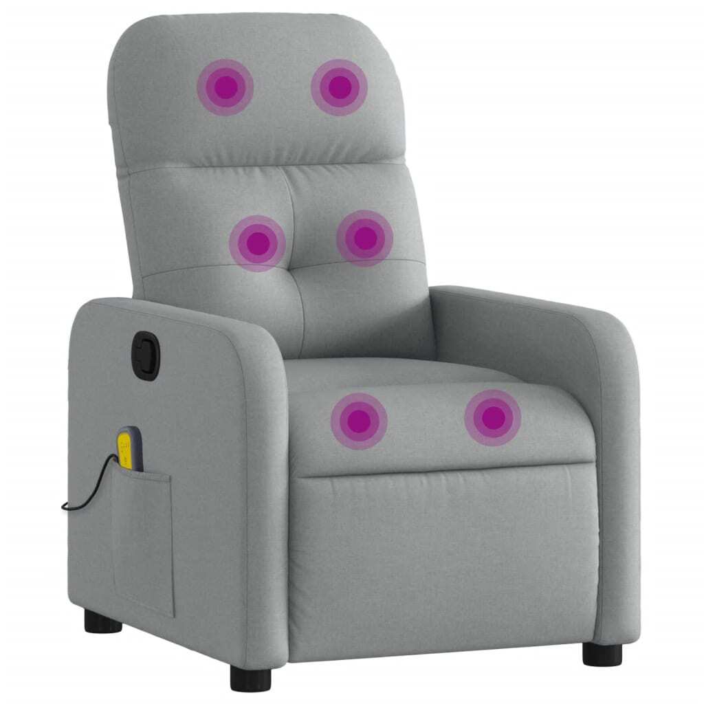 Massage Recliner Chair Light Gray Fabric