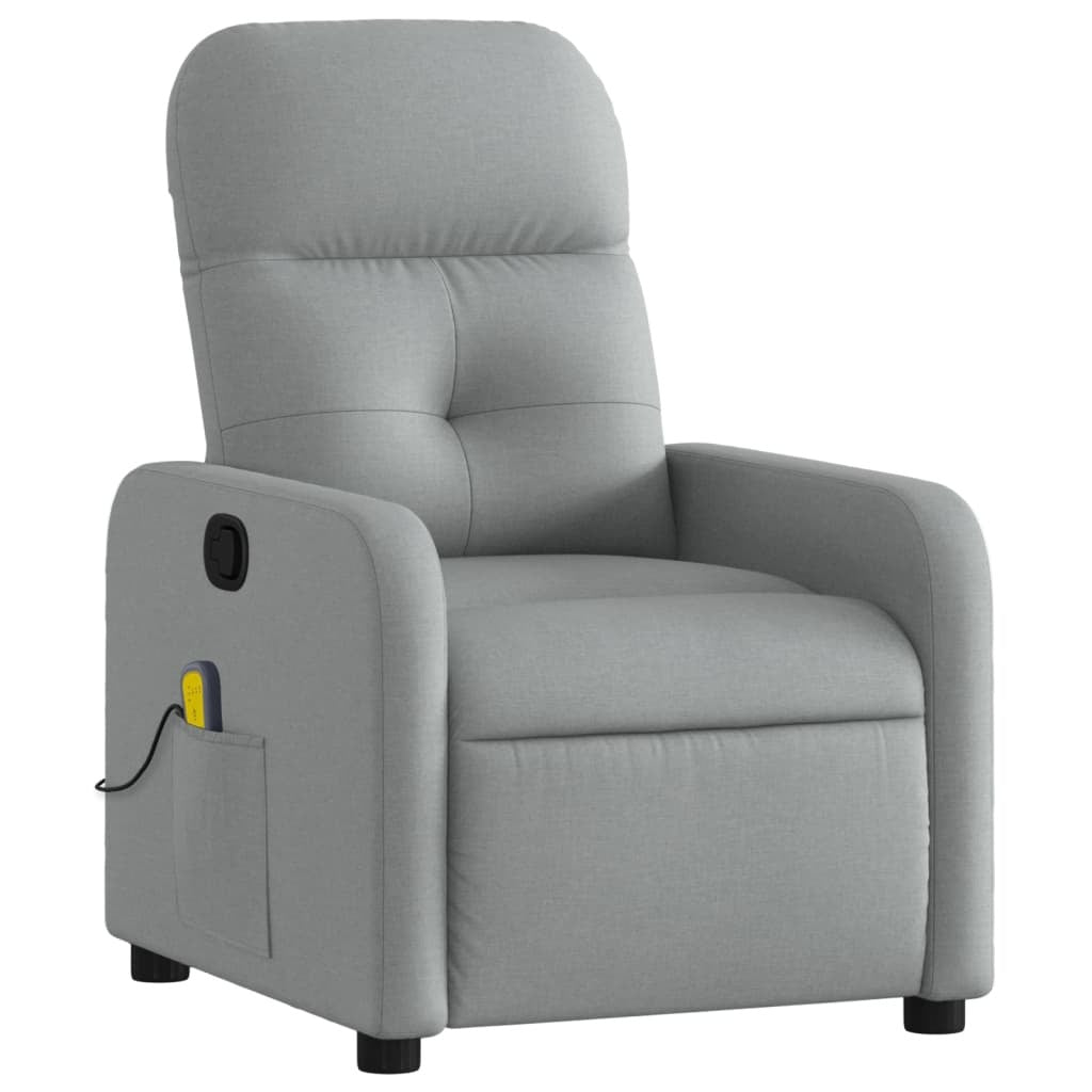 Massage Recliner Chair Light Gray Fabric