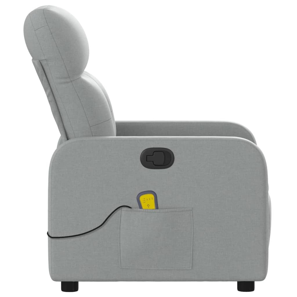 Massage Recliner Chair Light Gray Fabric