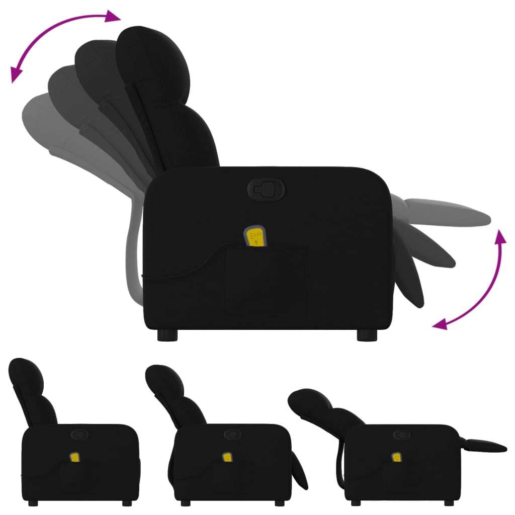 Massage Recliner Chair Black Fabric