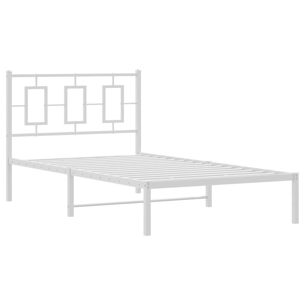 Metal Bed Frame without Mattress with Headboard White 39.4"x78.7