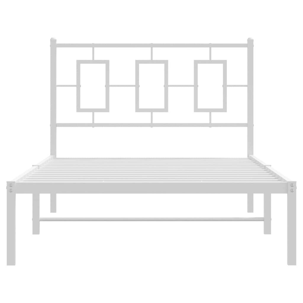 Metal Bed Frame without Mattress with Headboard White 39.4"x78.7