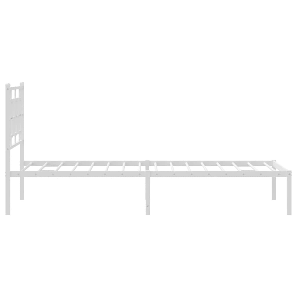 Metal Bed Frame without Mattress with Headboard White 39.4"x78.7