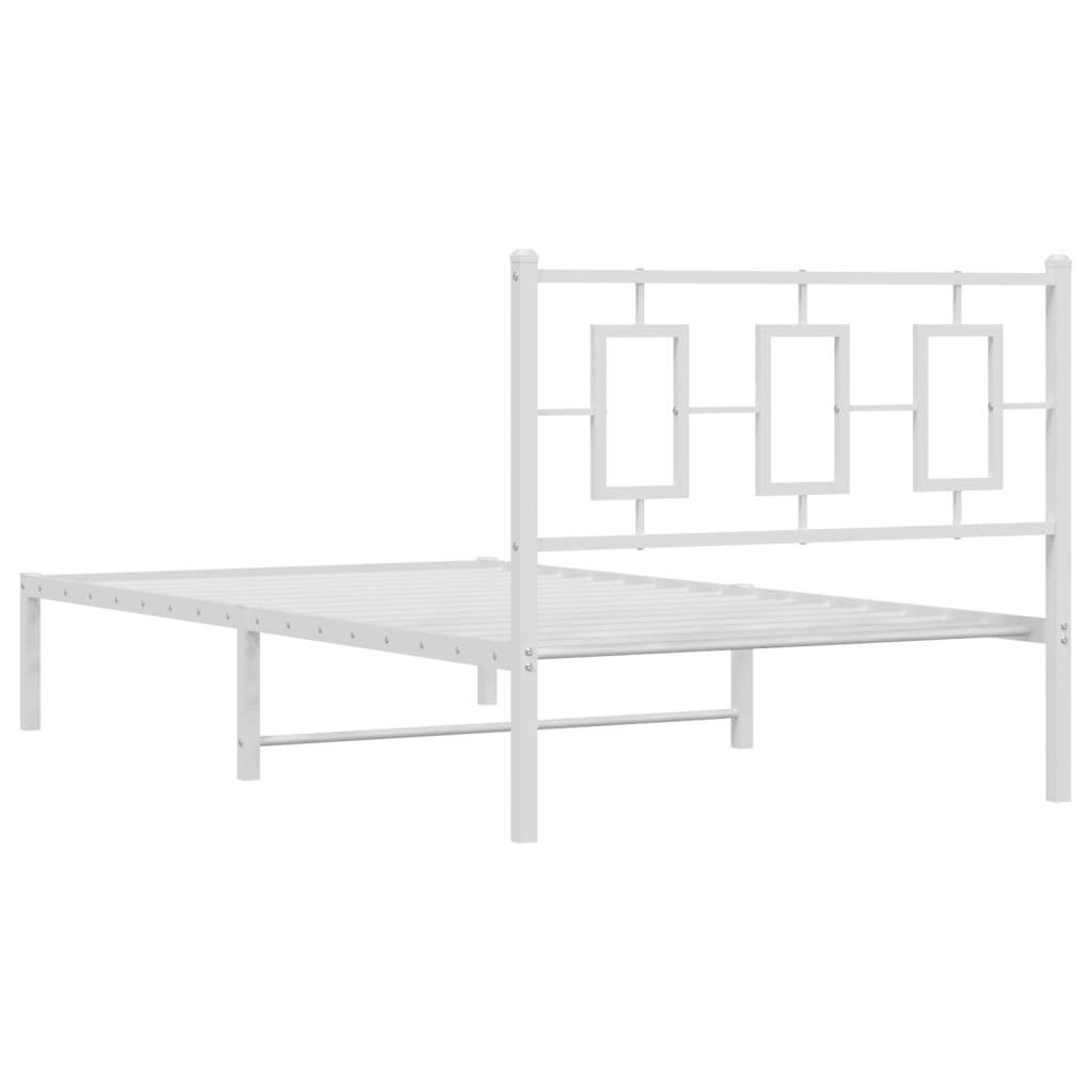 Metal Bed Frame without Mattress with Headboard White 39.4"x78.7