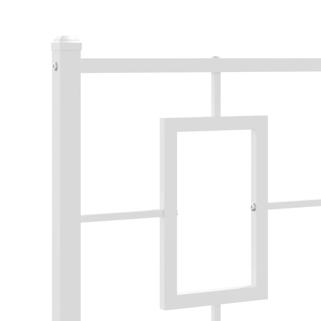 Metal Bed Frame without Mattress with Headboard White 39.4"x78.7