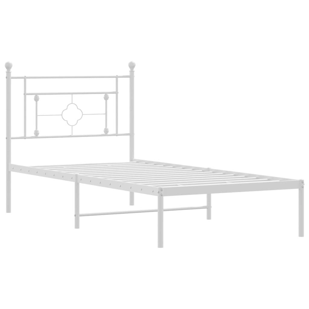 Metal Bed Frame without Mattress with Headboard White 39.4"x78.7
