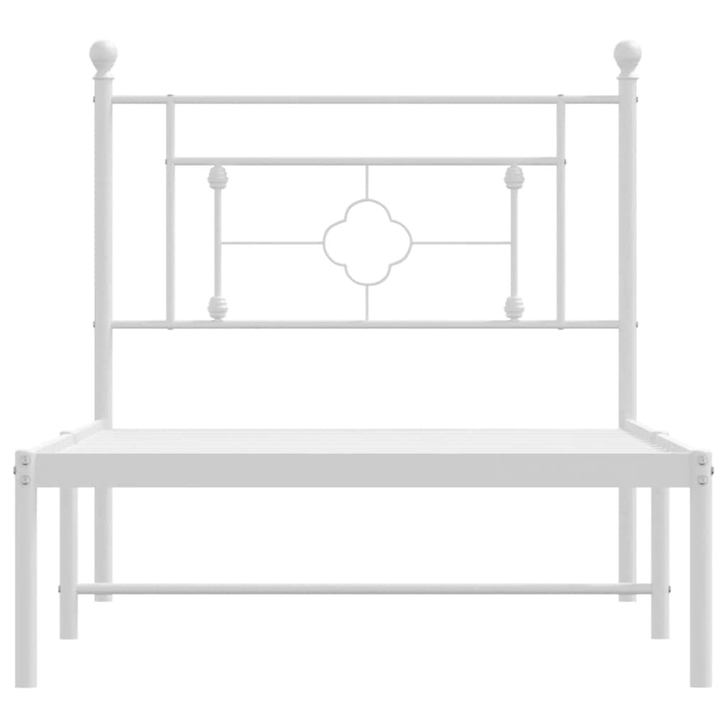 Metal Bed Frame without Mattress with Headboard White 39.4"x78.7
