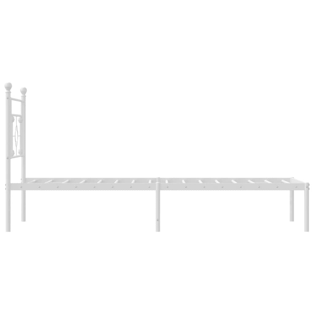 Metal Bed Frame without Mattress with Headboard White 39.4"x78.7