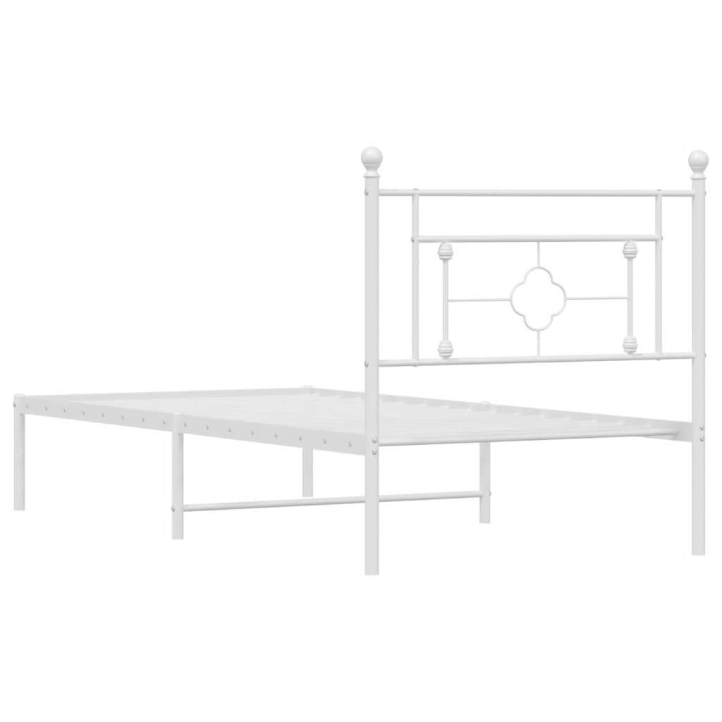 Metal Bed Frame without Mattress with Headboard White 39.4"x78.7