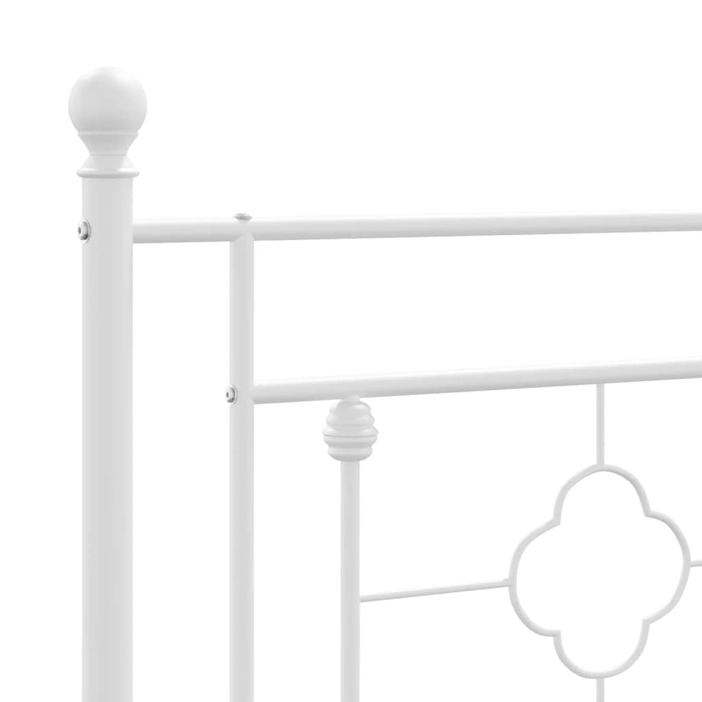 Metal Bed Frame without Mattress with Headboard White 39.4"x78.7