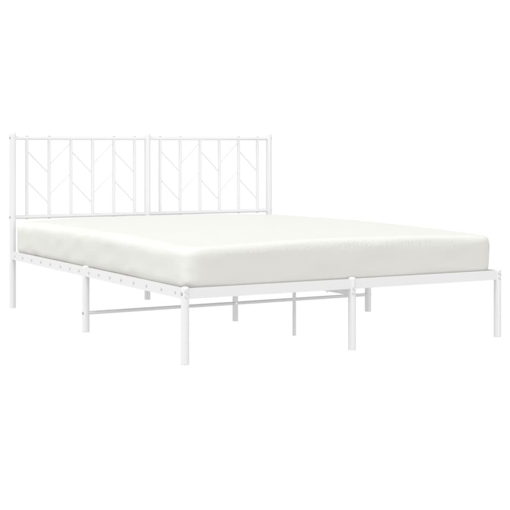 Metal Bed Frame without Mattress with Headboard White 59.1"x78.7