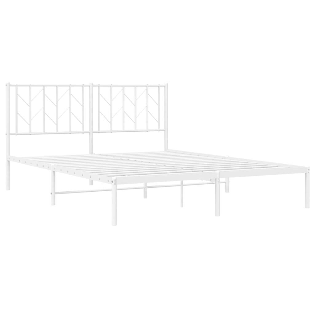 Metal Bed Frame without Mattress with Headboard White 59.1"x78.7