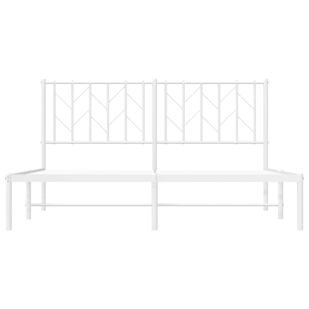 Metal Bed Frame without Mattress with Headboard White 59.1"x78.7