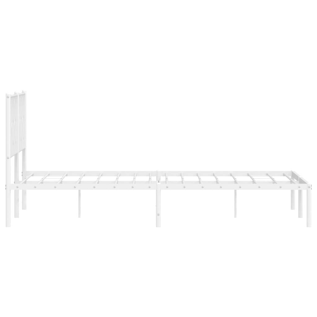 Metal Bed Frame without Mattress with Headboard White 59.1"x78.7