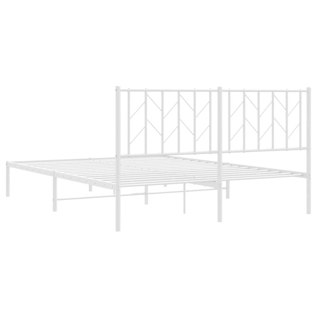 Metal Bed Frame without Mattress with Headboard White 59.1"x78.7