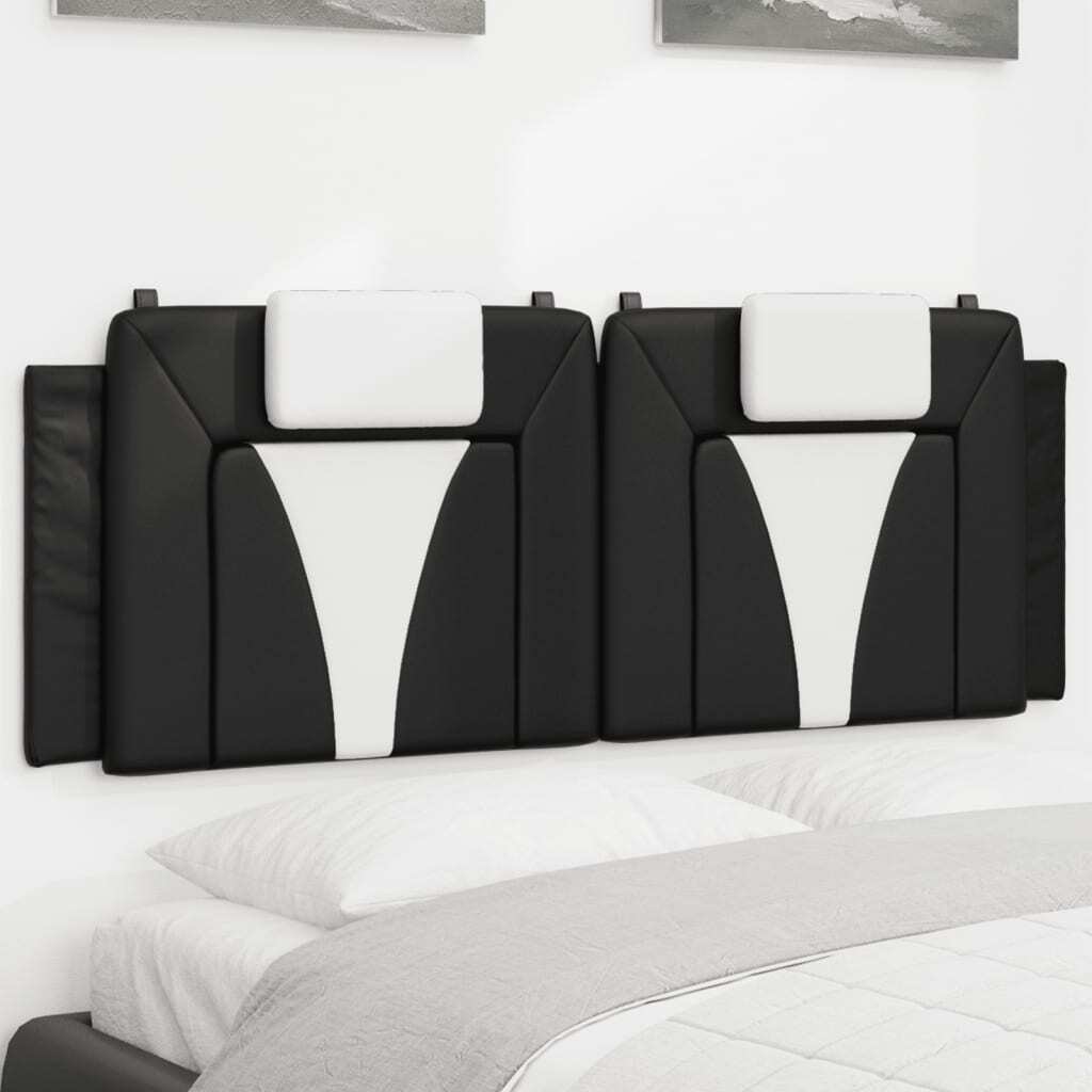 Headboard Cushion "Viana" Black and White 53.9" Faux Leather