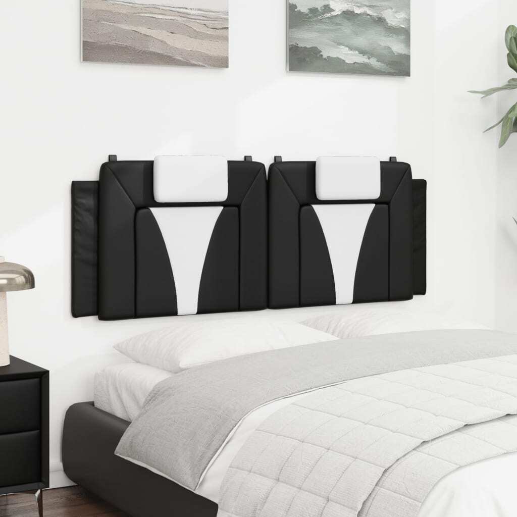 Headboard Cushion "Viana" Black and White 53.9" Faux Leather