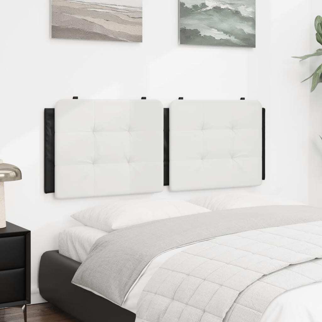Headboard Cushion "Zadar" White and Black 53.9" Faux Leather