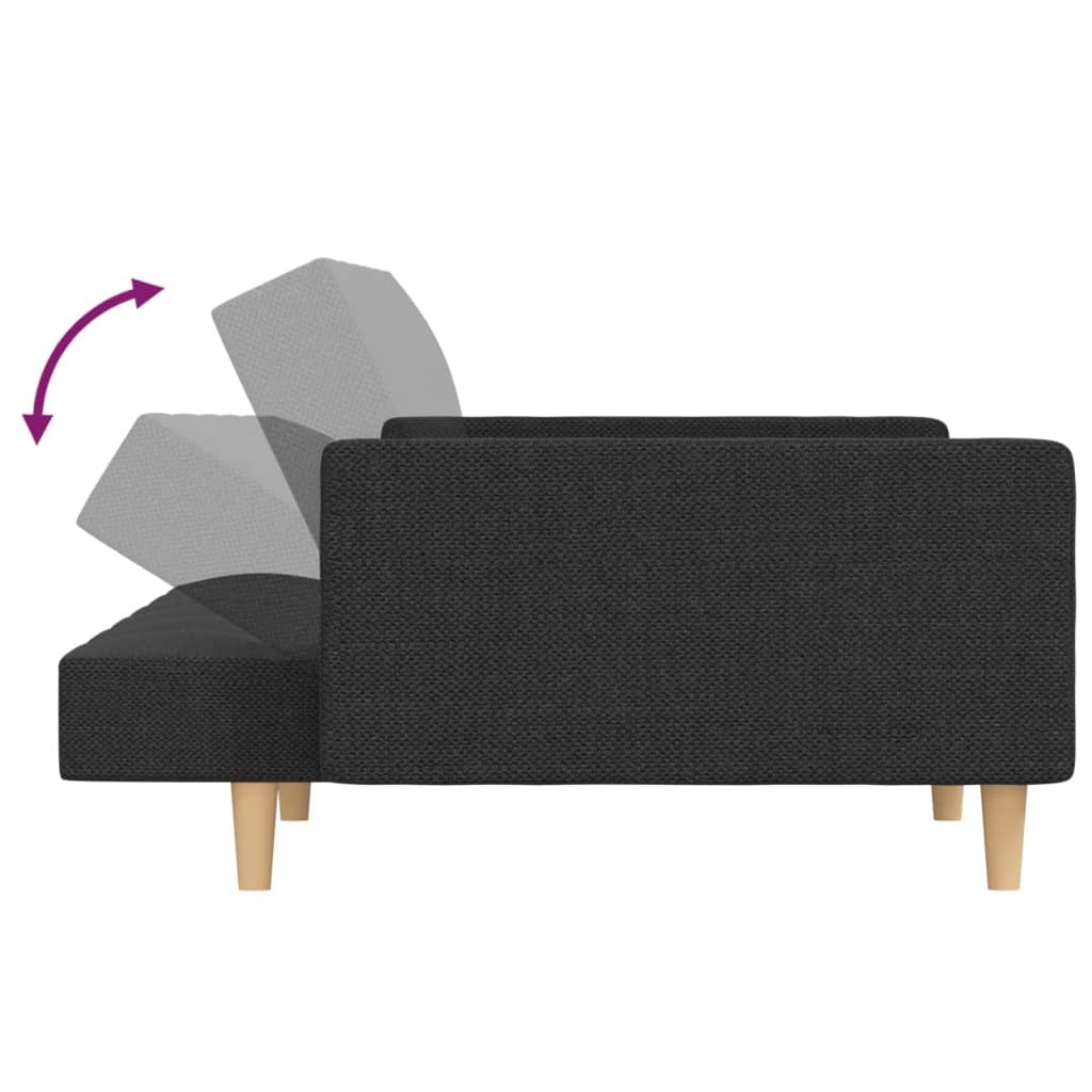 2-Seater Sofa Bed with Two Pillows Dark Gray Fabric