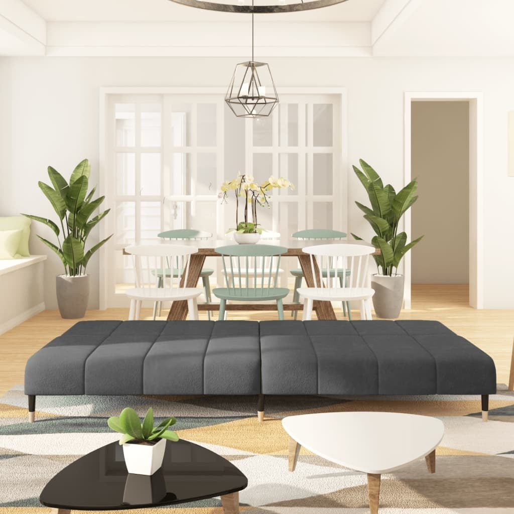 2-Seater Sofa Bed Dark Gray Velvet