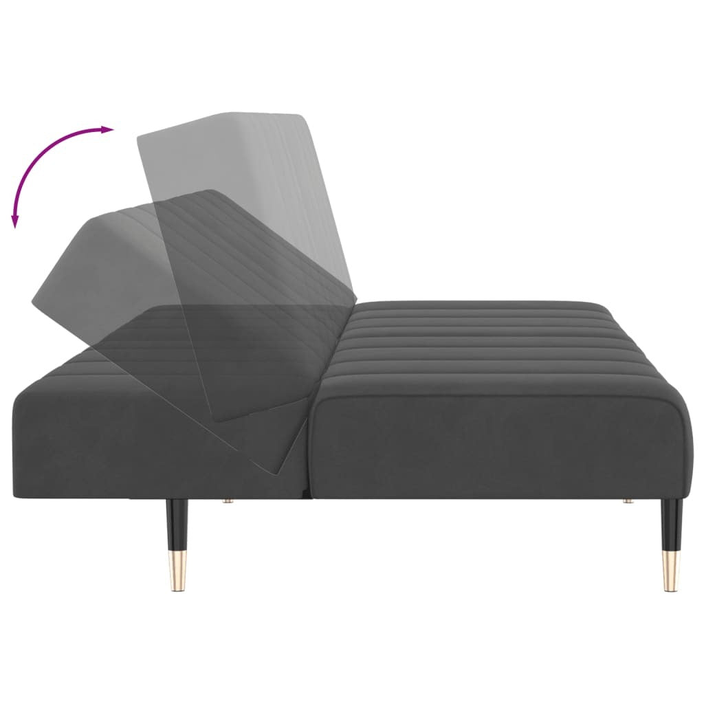 2-Seater Sofa Bed Dark Gray Velvet