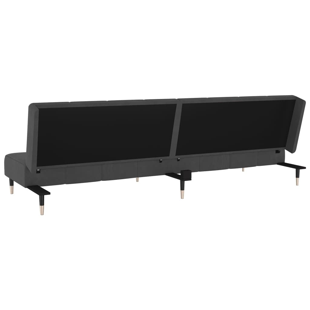 2-Seater Sofa Bed Dark Gray Velvet