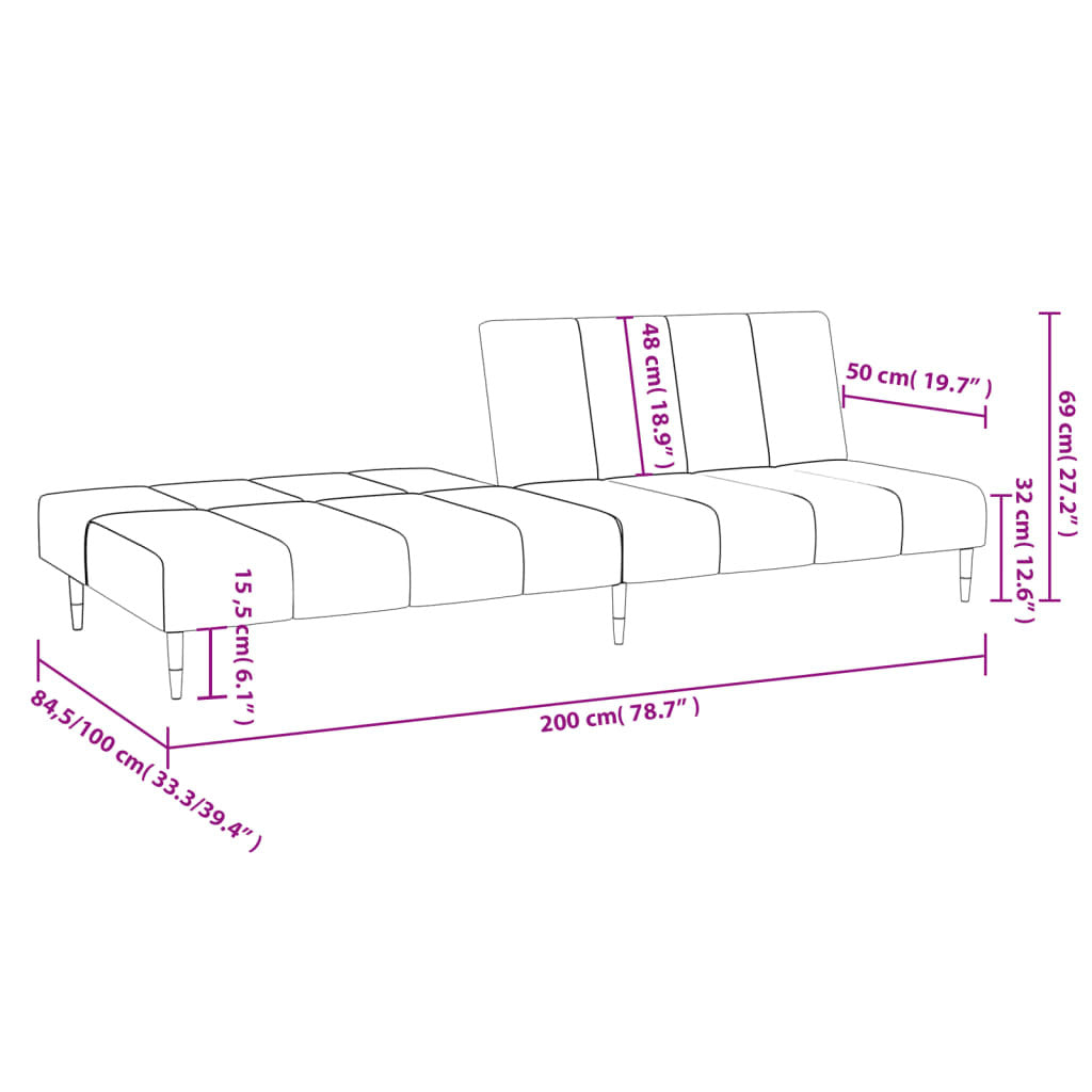 2-Seater Sofa Bed Dark Gray Velvet