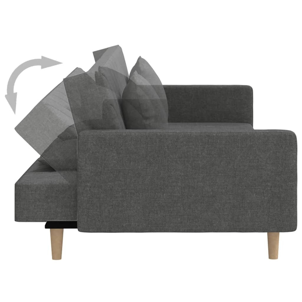 2-Seater Sofa Bed with Two Pillows Dark Gray Fabric