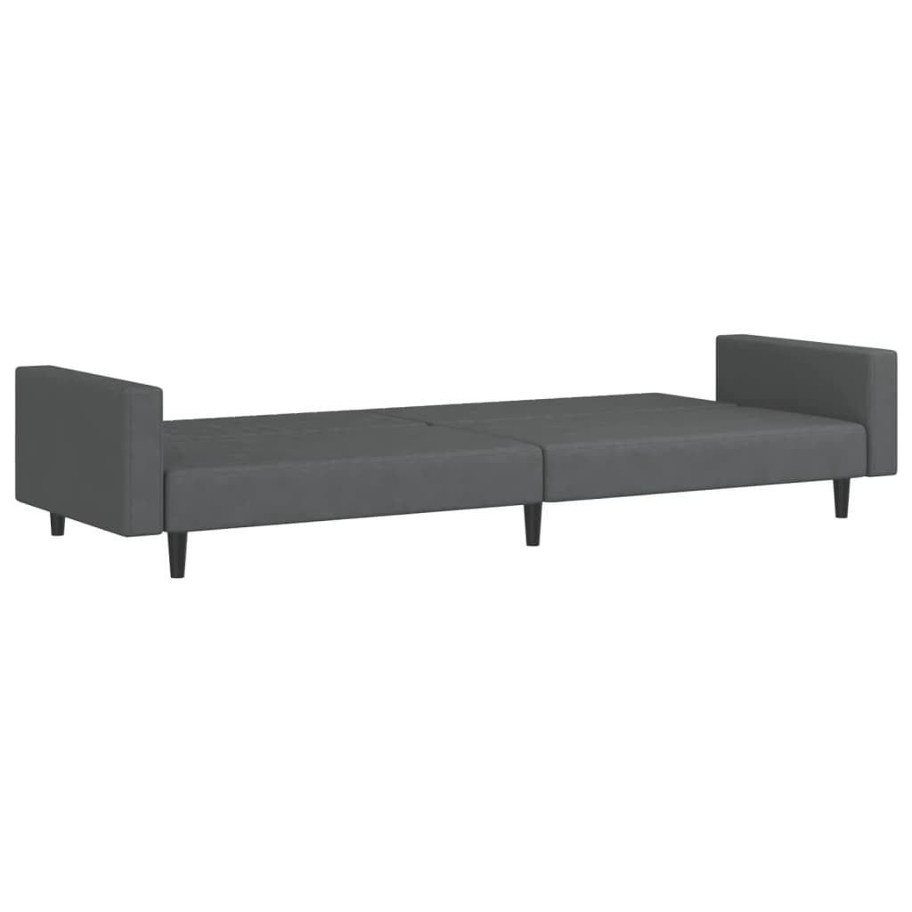 2-Seater Sofa Bed Dark Gray Velvet