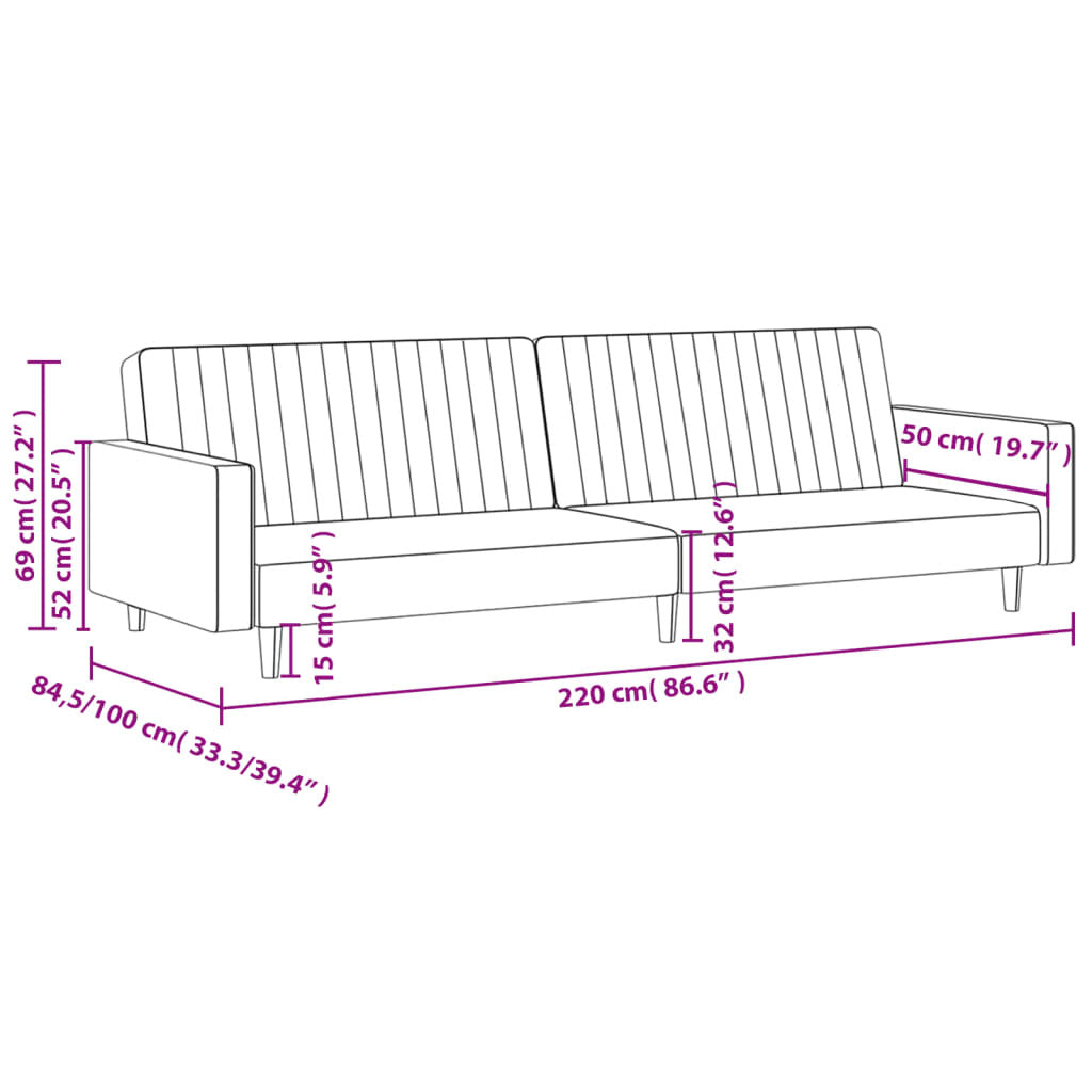 2-Seater Sofa Bed Dark Gray Velvet