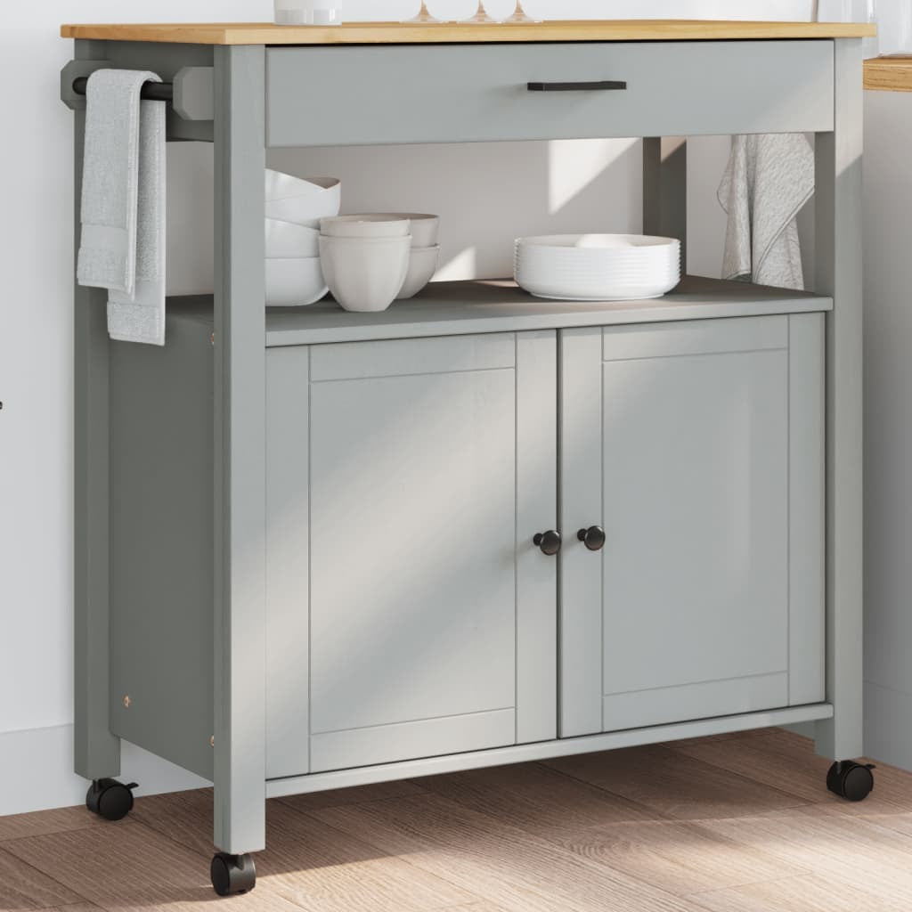 Kitchen Trolley MONZA 33.1"x15.7"x34.8" Solid Wood Pine