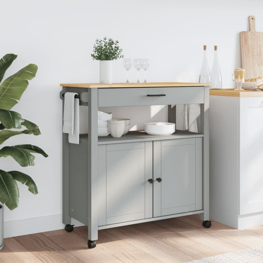 Kitchen Trolley MONZA 33.1"x15.7"x34.8" Solid Wood Pine