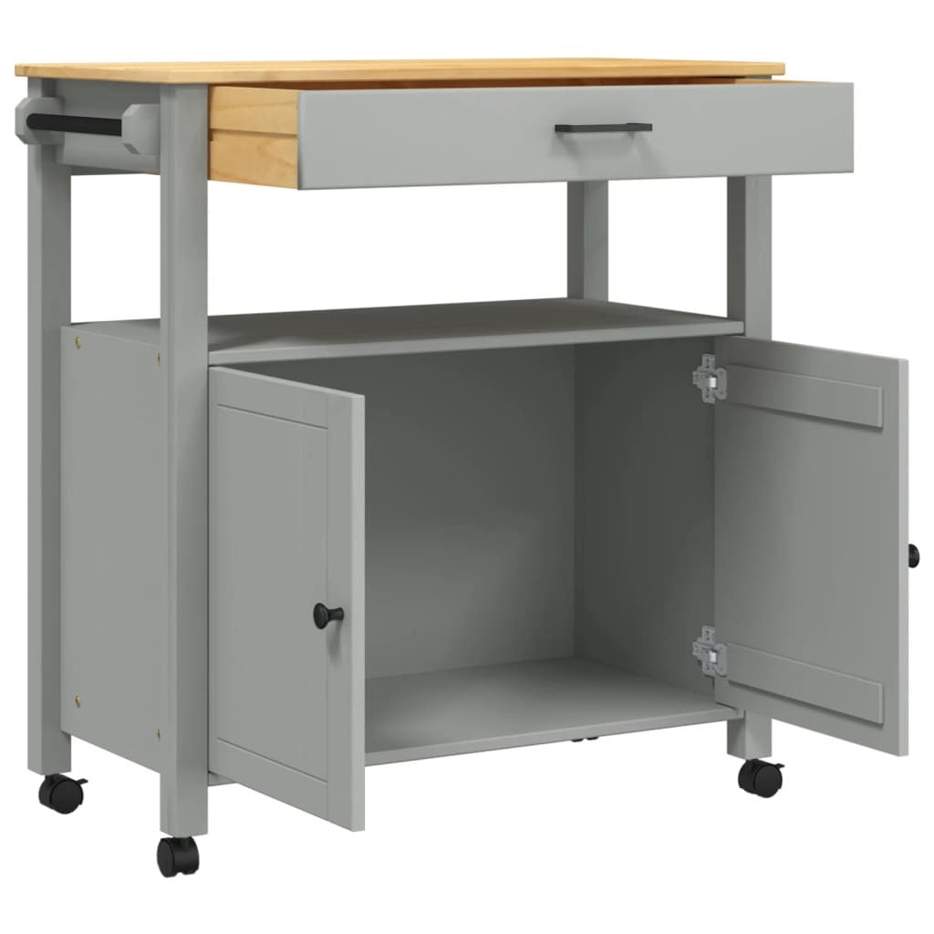 Kitchen Trolley MONZA 33.1"x15.7"x34.8" Solid Wood Pine