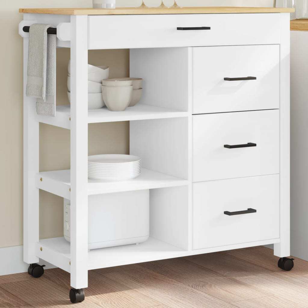 Kitchen Trolley MONZA 33.1"x15.7"x34.8" Solid Wood Pine