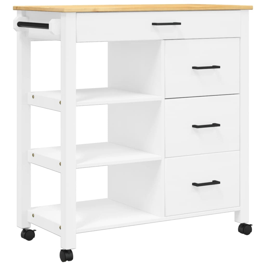 Kitchen Trolley MONZA 33.1"x15.7"x34.8" Solid Wood Pine