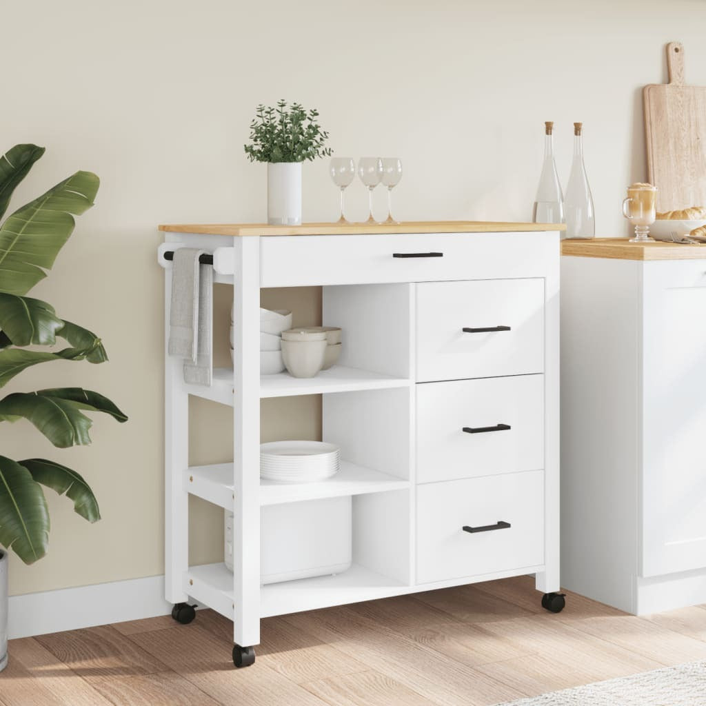 Kitchen Trolley MONZA 33.1"x15.7"x34.8" Solid Wood Pine