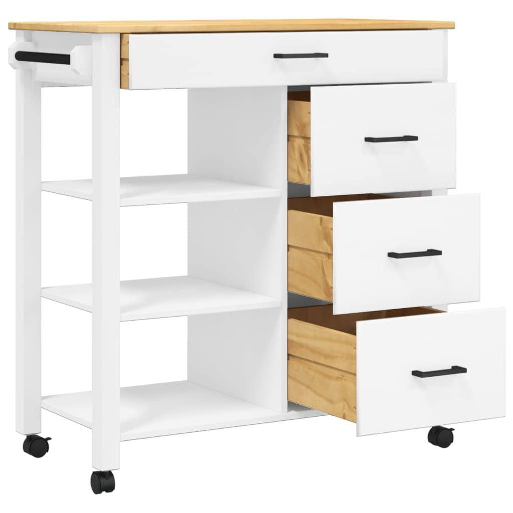Kitchen Trolley MONZA 33.1"x15.7"x34.8" Solid Wood Pine