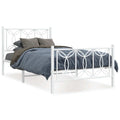 Metal Bed Frame without Mattress with Footboard White 39.4"x78.7